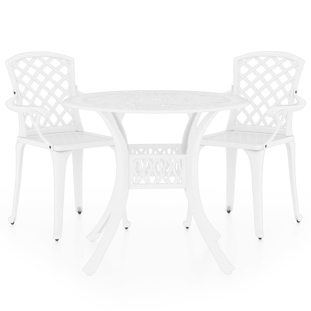 Gartenlounge-Set 3-tlg. Bistro-Set Aluminiumguss Weiß