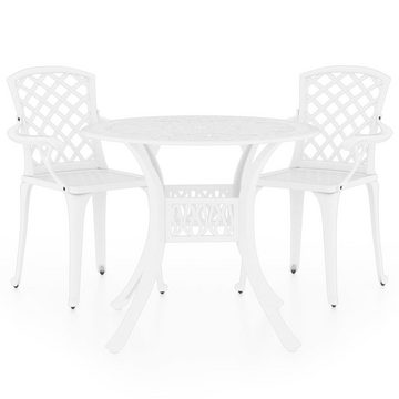 vidaXL Gartenlounge-Set 3-tlg. Bistro-Set Aluminiumguss Weiß, (3-tlg)