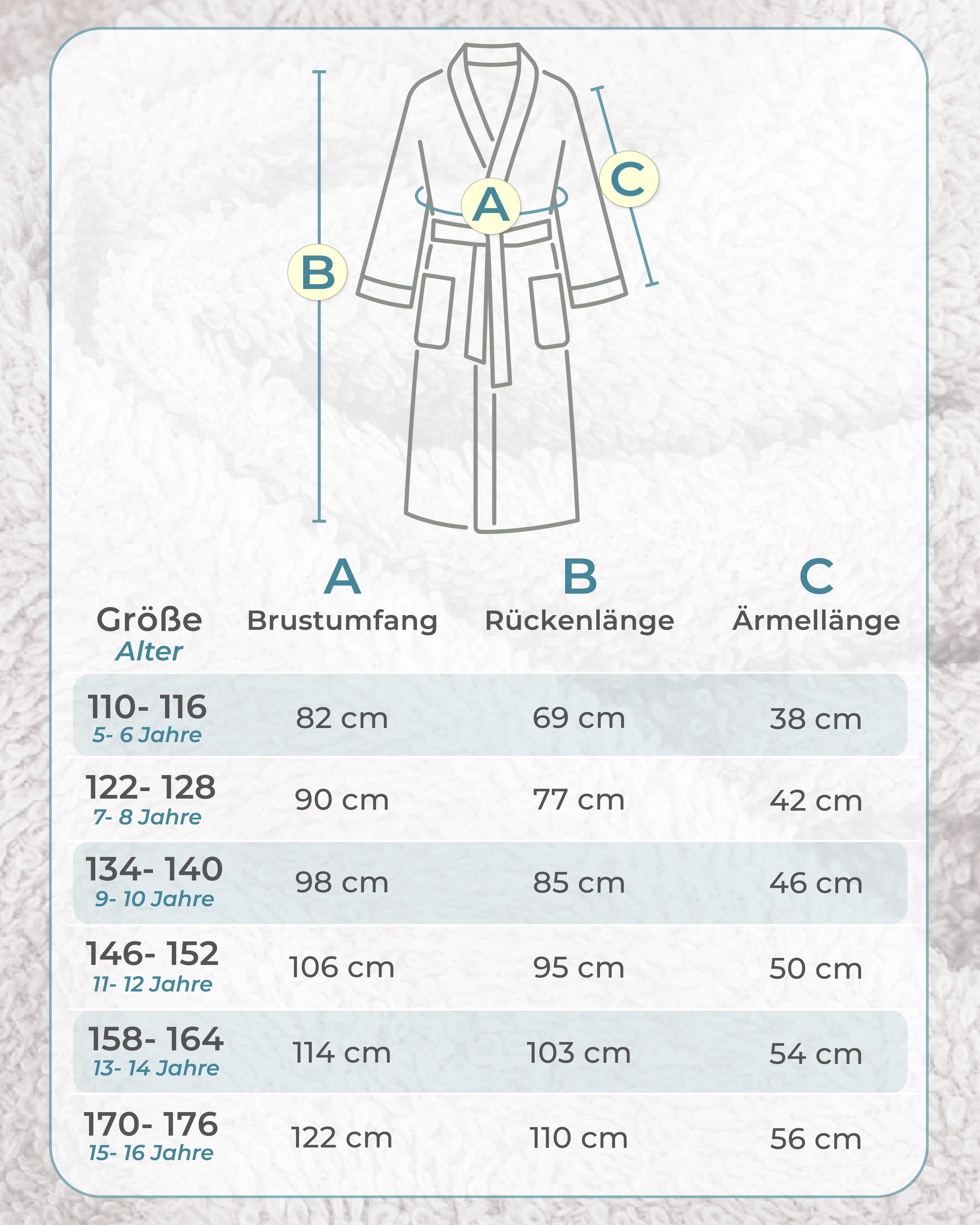 Laynenburg Kinderbademantel Frottee Bademantel für Kinder mit Kapuze aus 100% Baumwolle, in den flauschigen Größen von 110 - 176 für Mädchen, Junge, Teenager