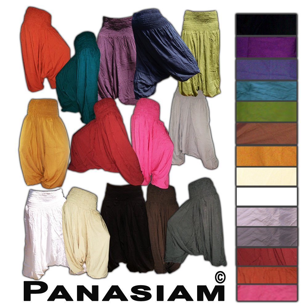 PANASIAM Relaxhose Aladinhose einfarbig für Viskose Pumphose grau aus Damen 100% bequeme Pluderhose Freizeithose Haremshose natürlicher