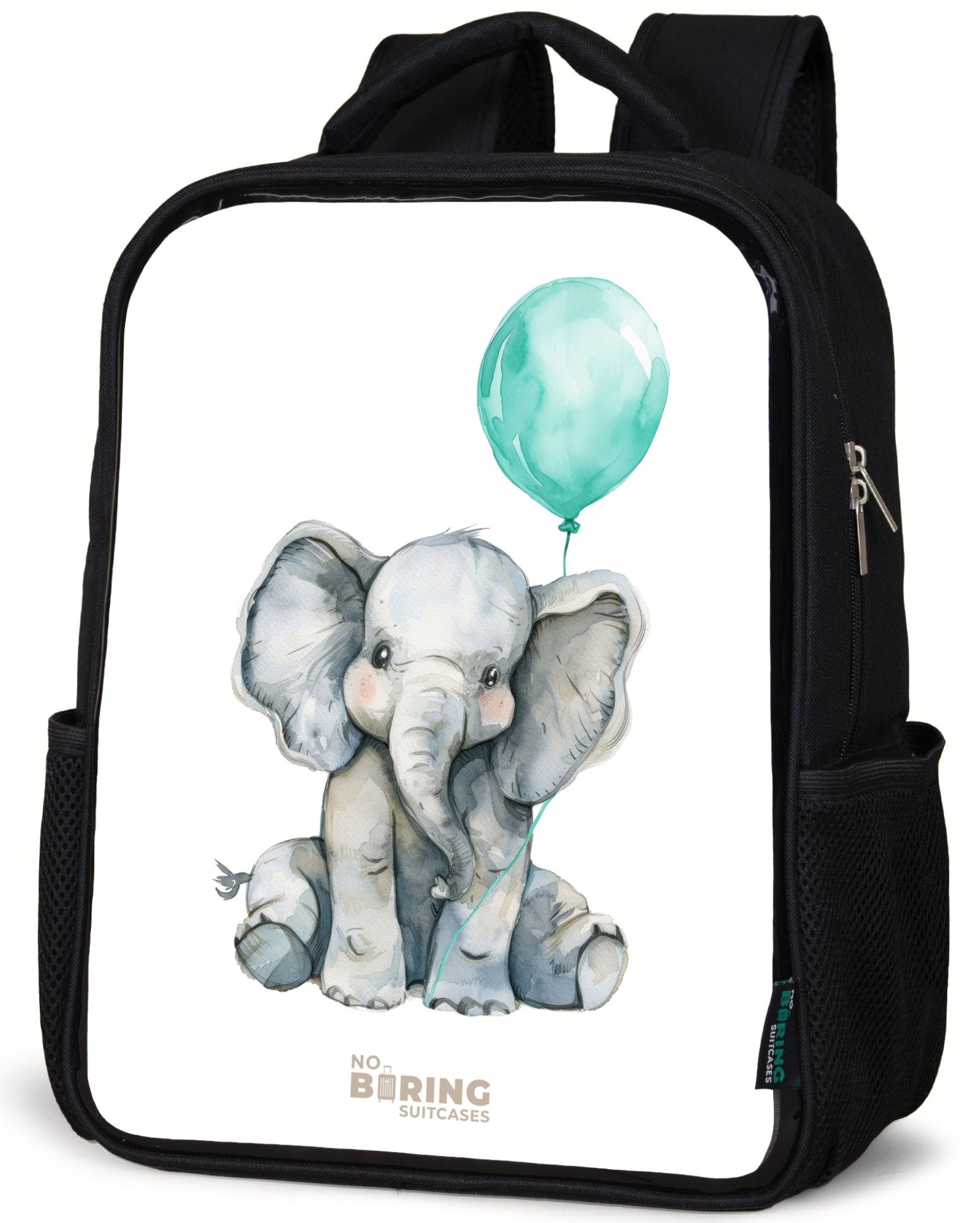 Rucksack Elefant mit blauem Luftballon