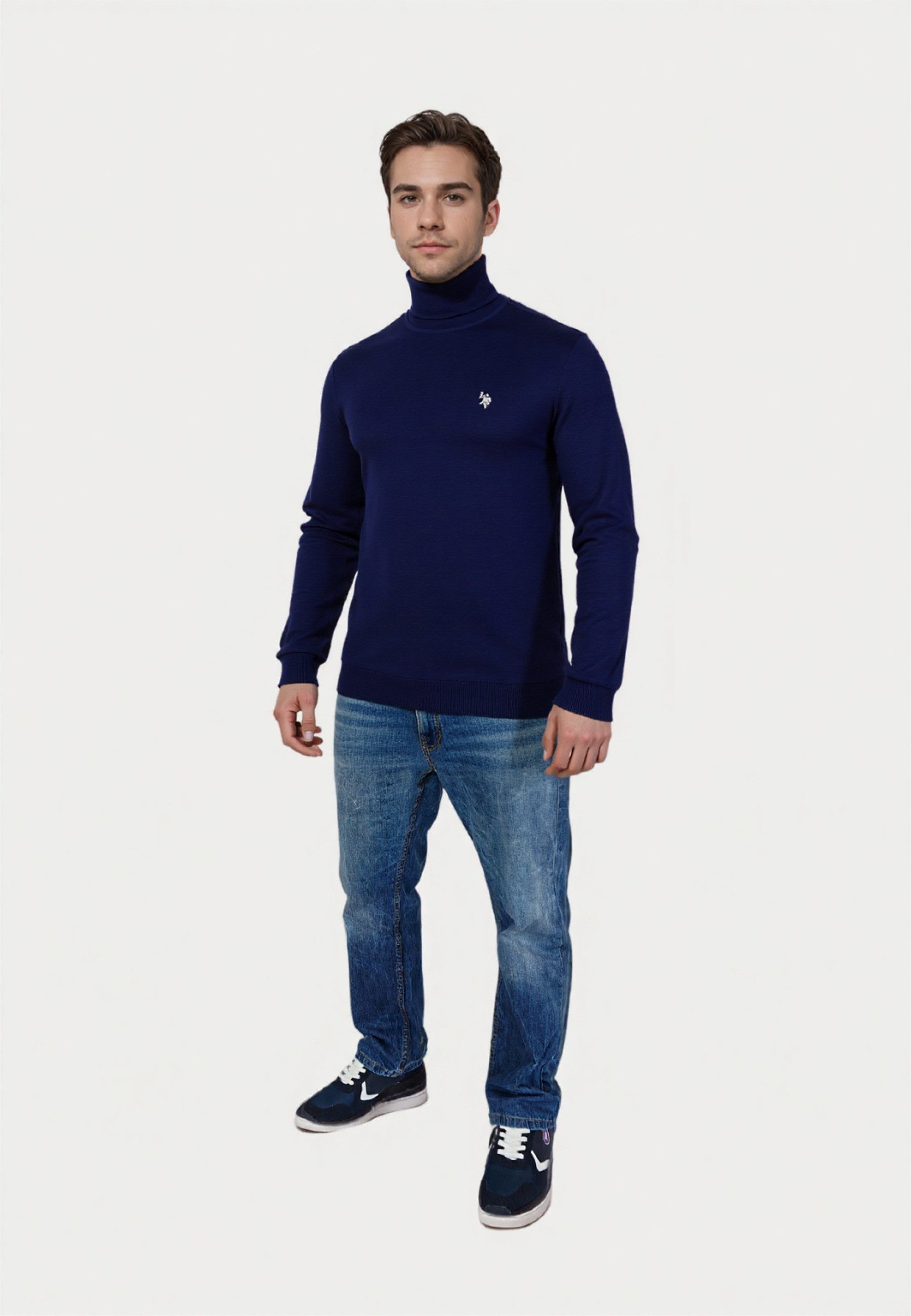 U.S. Polo Assn. Strickpullover Pullover Rollkragen Feinstrick (1-tlg)