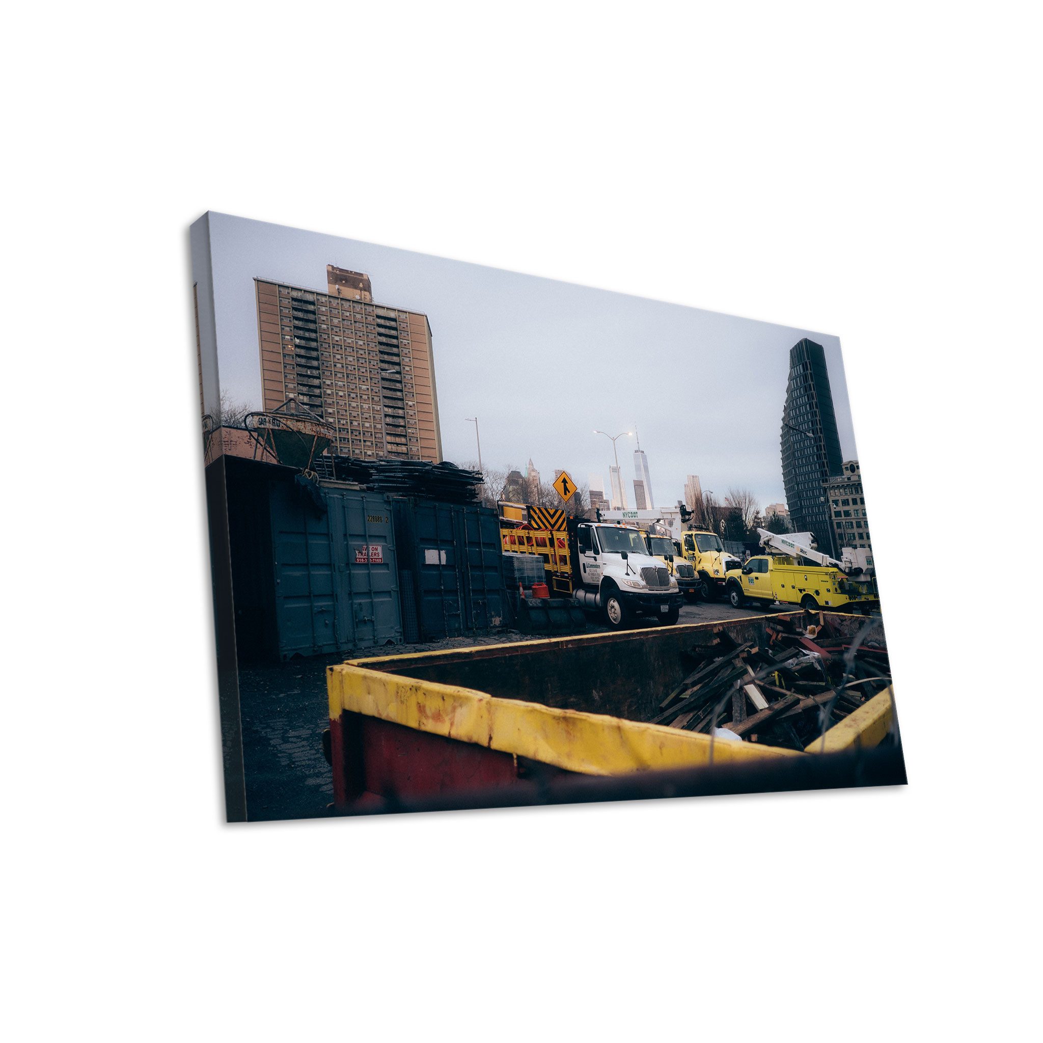 Hustling Sharks Leinwandbild Urban-Art-Bild als XXL Leinwandbild "Baustelle am Rand der Metropole", in 5 unterschiedichen Größen verfügbar