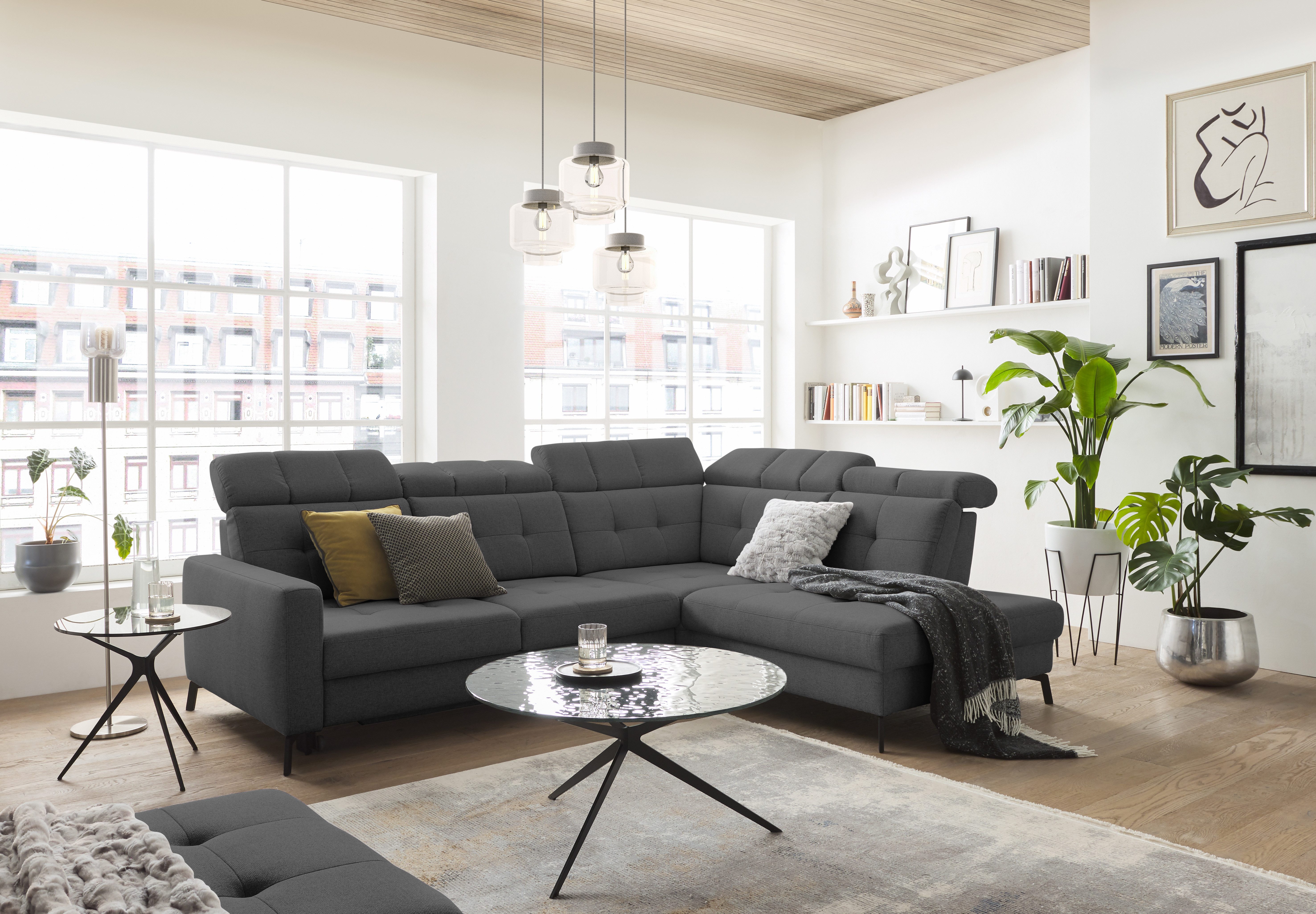 Musterring Ecksofa MR 4615, mit Kopf- und Rückenverstellung, Metallfuß schwarz, Maße 272 x 214 cm