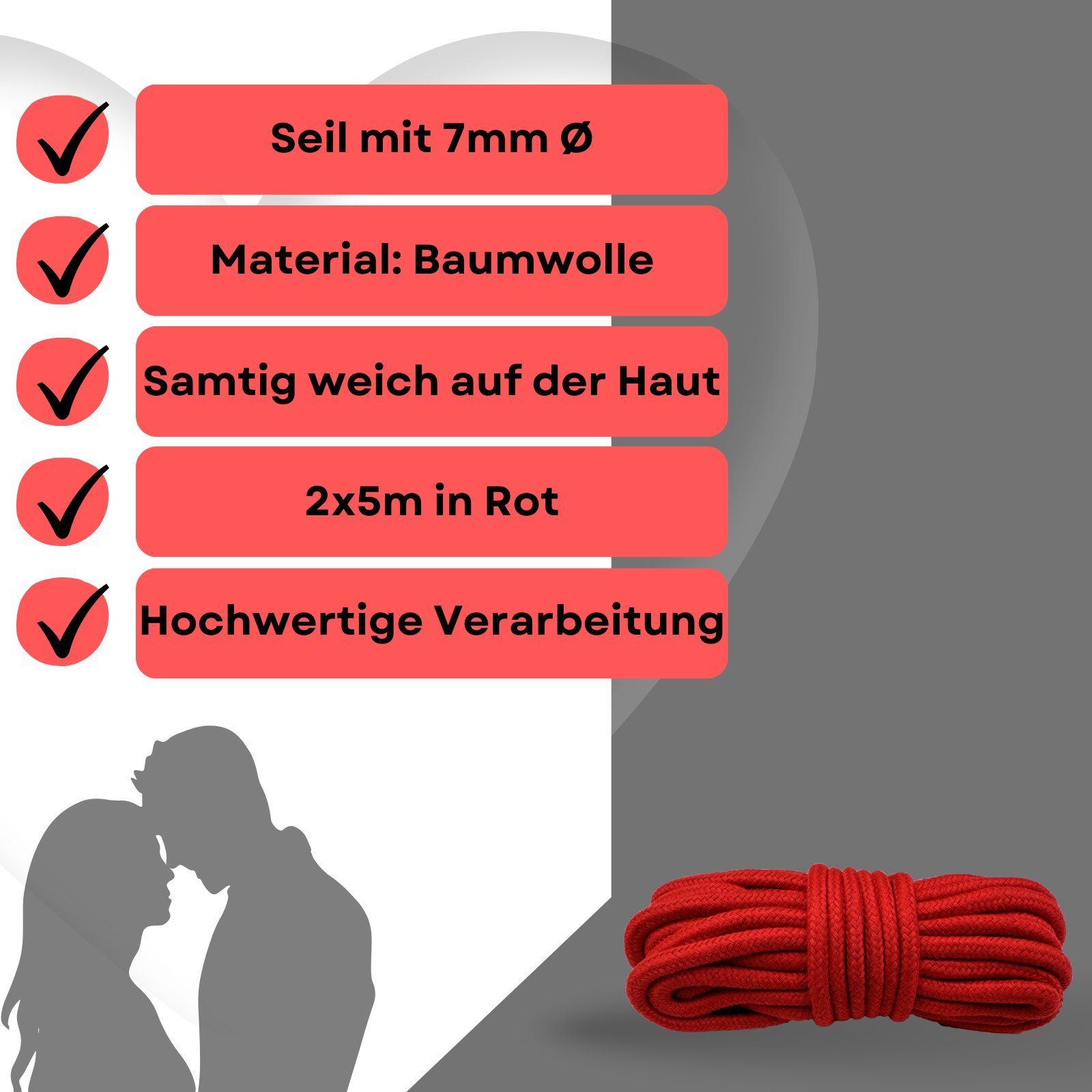 Schwarz Set Bondage-Seil 2-tlg. Baumwolle Rot, und Lovelyness -