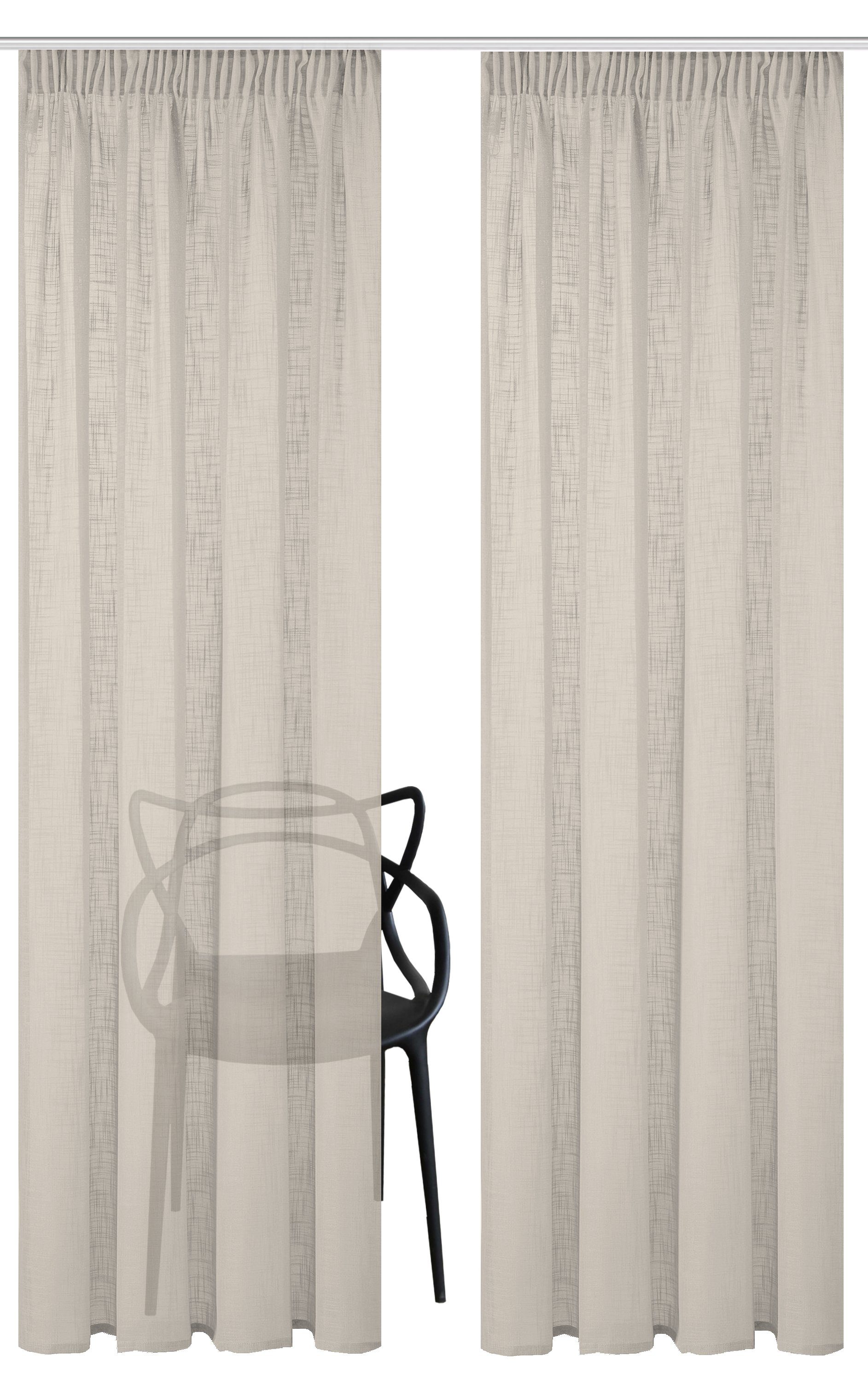 HOME WOHNIDEEN Vorhang 080530 Kombiband Fertigschal SOFTY halbtransparent (2 St), Multifunktionsband, halbtransparent, Polyester