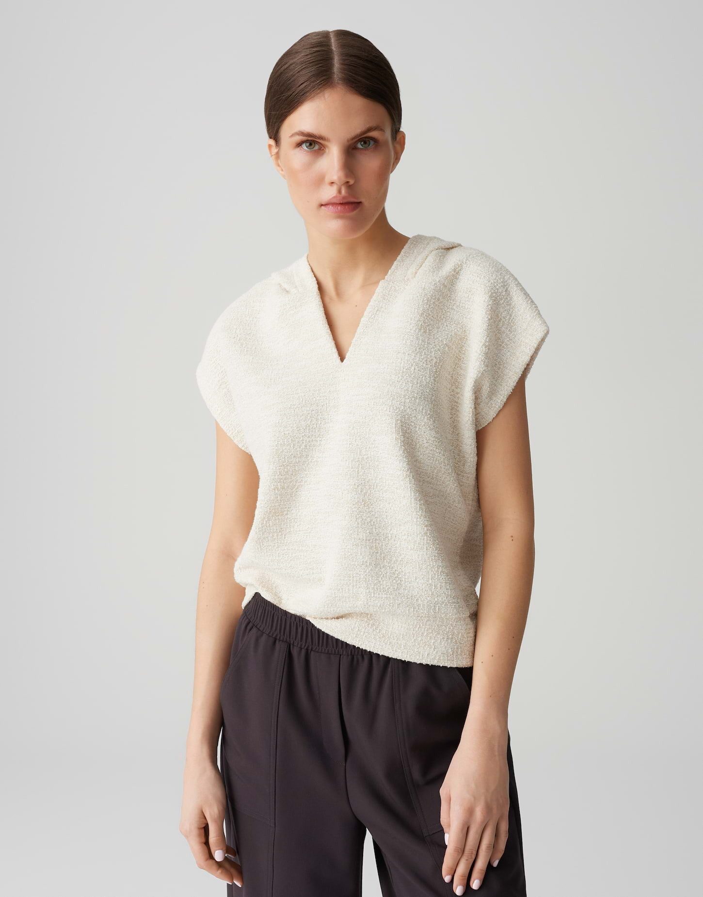 OPUS Sweatshirt GINSI aus Bouclé Sweat BCI Cotton, breiter Saum, elastischer Stoff