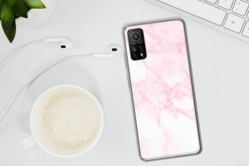 MuchoWow Handyhülle Marmor - Weiß - Rosa - Chic - Marmoroptik, Phone Case, Handyhülle Xiaomi Mi 10T, Silikon, Schutzhülle