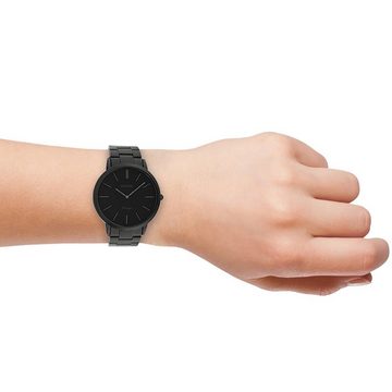 OOZOO Quarzuhr Oozoo Damen Armbanduhr schwarz, (Analoguhr), Damenuhr rund, groß (ca. 42mm) Edelstahlarmband, Fashion-Style