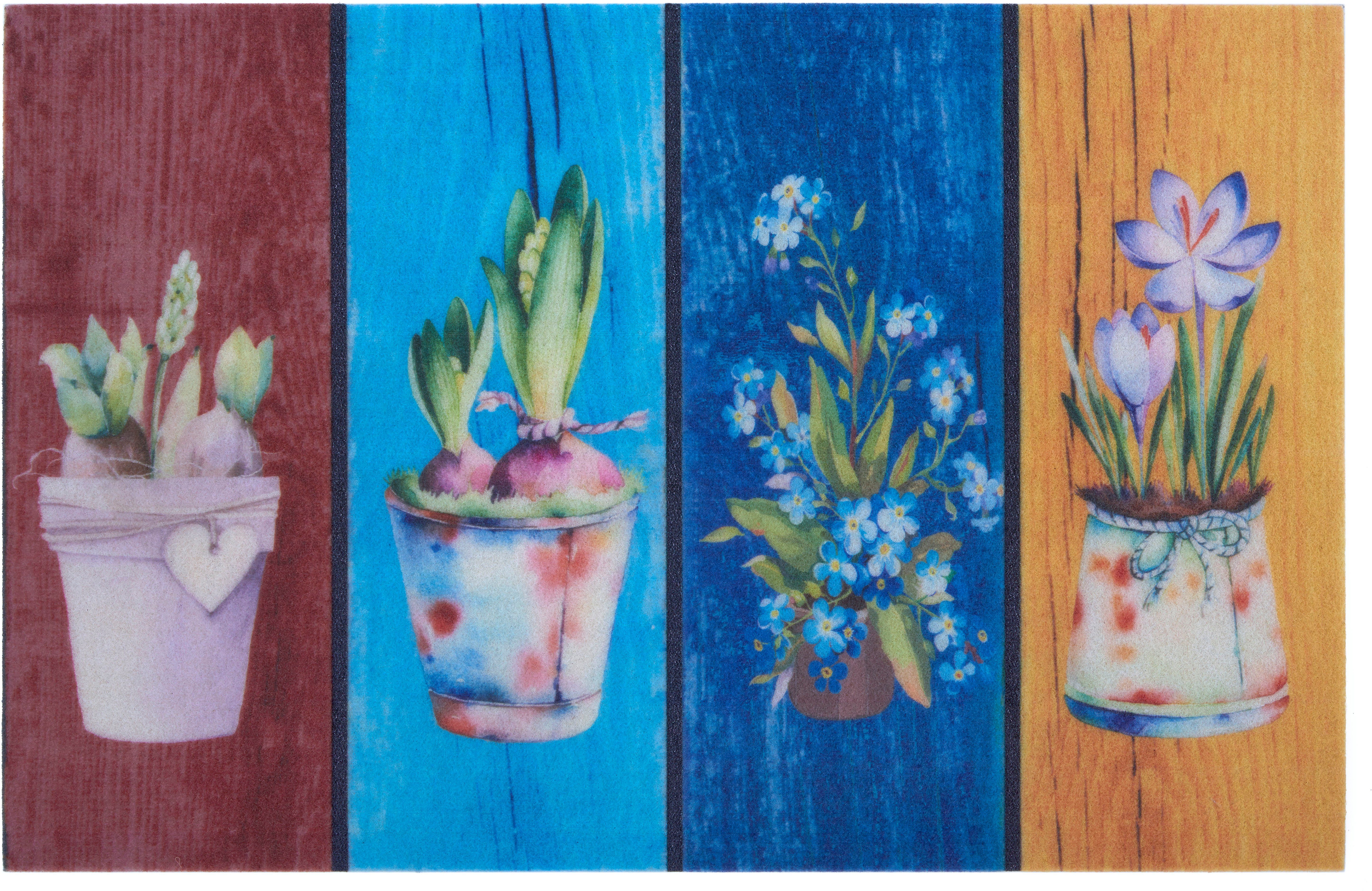 Fußmatte Blumen, Home affaire, rechteckig, Höhe: 6 mm, Farbenfroh, Flowers,  Robust, Pflegeleicht, Rutschfest, Schmutzfang