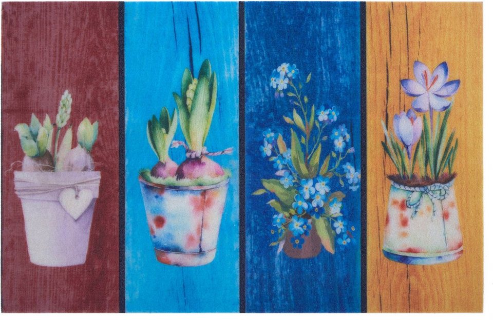 Fußmatte Blumen, Home affaire, rechteckig, Höhe: 6 mm, Farbenfroh, Flowers,  Robust, Pflegeleicht, Rutschfest, Schmutzfang