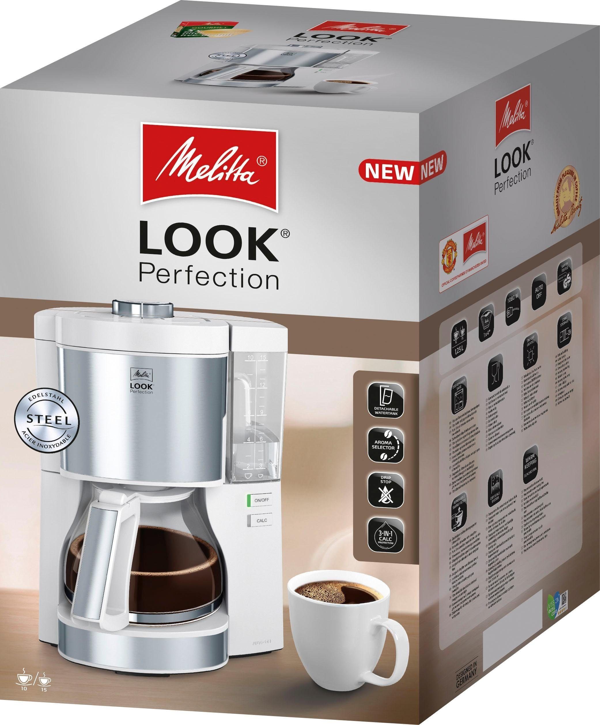 Melitta Filterkaffeemaschine Look® Glas 1025-02 Black Edition, 1,25l Kaffeekanne, Papierfilter 1x4