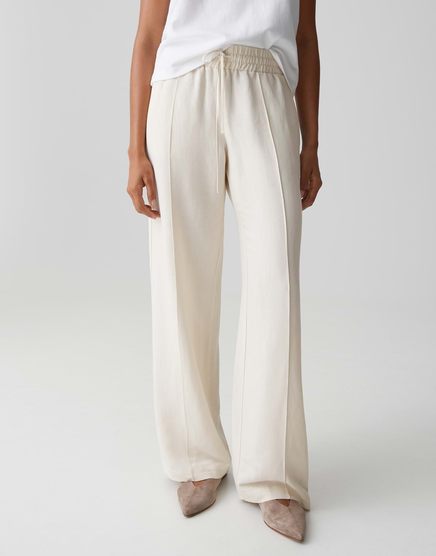 OPUS PANTS Schlupfhose Malotta natural aus Webware mit Leinenstruktur Praktische Taschen runden den entspannten Look ab