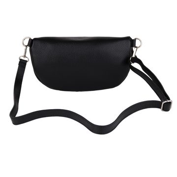 MIRROSI Bauchtasche Damen, Echtleder, Leder, Made in Italy, Umhängetasche, Brusttasche, (Schultertasche für jeden Anlass (1 Tasche & 2 Gurt), Mit zwei Reißverschlüssen, 27x14,5x8cm, BOHO Style), Schwarz Crossbody Bag, gemusterten& verstellbaren Schulterriemen