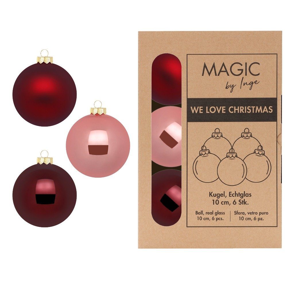 Weihnachtskugeln Vintage 6 Rose MAGIC - 10cm Glas Weihnachtsbaumkugel, Inge by Stück