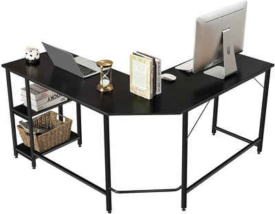 COSTWAY Eckschreibtisch »Schreibtisch, Computertisch«, L-förmig, platzsparend, mit 2 Ablageflächen, 138cm