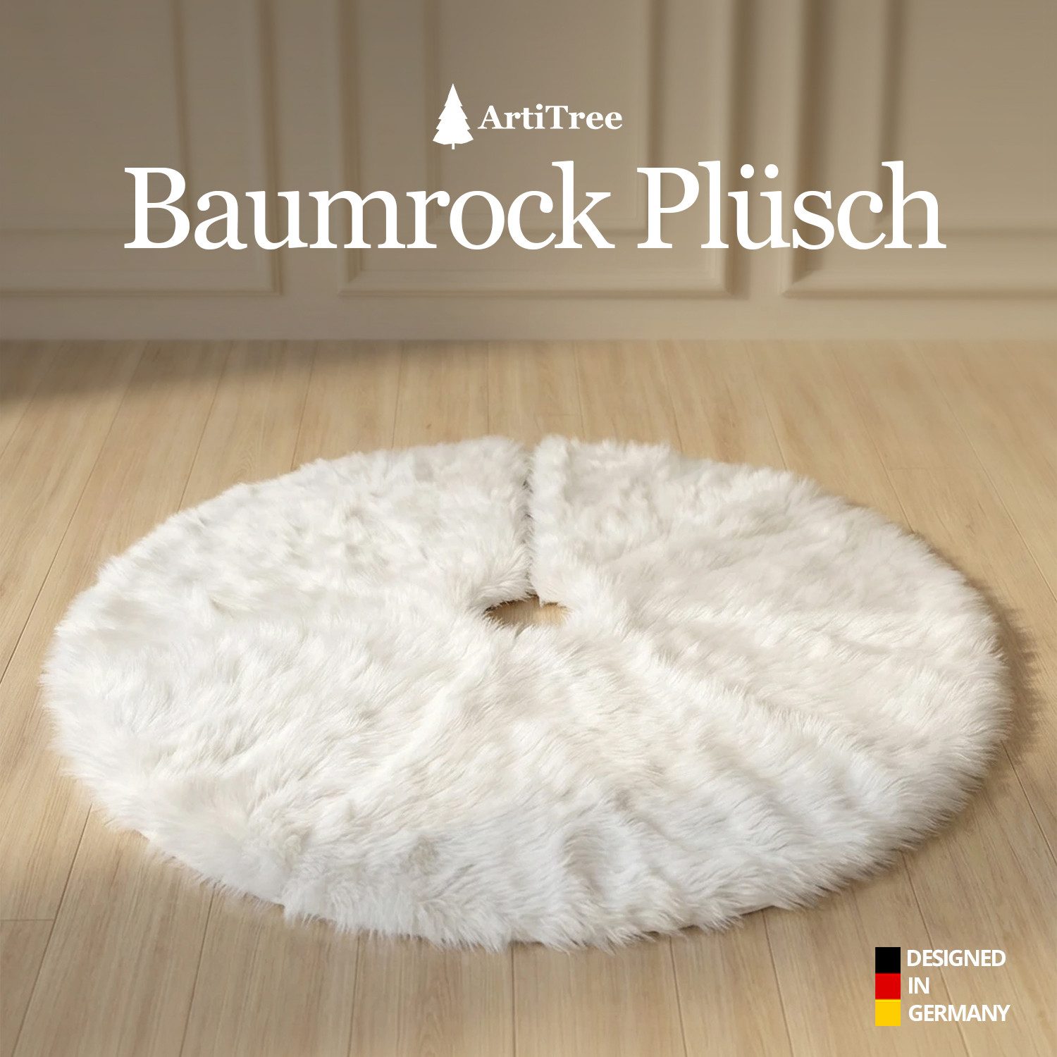 ArtiTree Weihnachtsbaumdecke Weihnachtsbaumrock Plüsch, Weiß, mit Klettverschluss, Weich (1-tlg), Hält den Boden sauber, Rundes Design, Einfache Montage