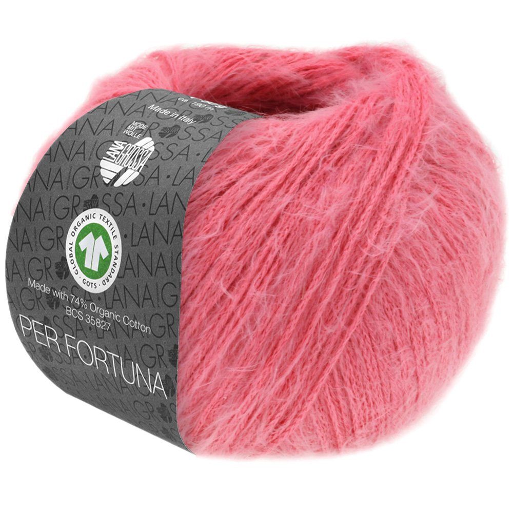 LANA GROSSA PER FORTUNA Flauschiges Kettengarn aus Baumwolle Häkelwolle, 190 m (Weiches Strickgarn für Pullover, Cardigans & Tops, Flauschige Struktur für moderne Strickmode mit Fashion-Charakter), 50 g