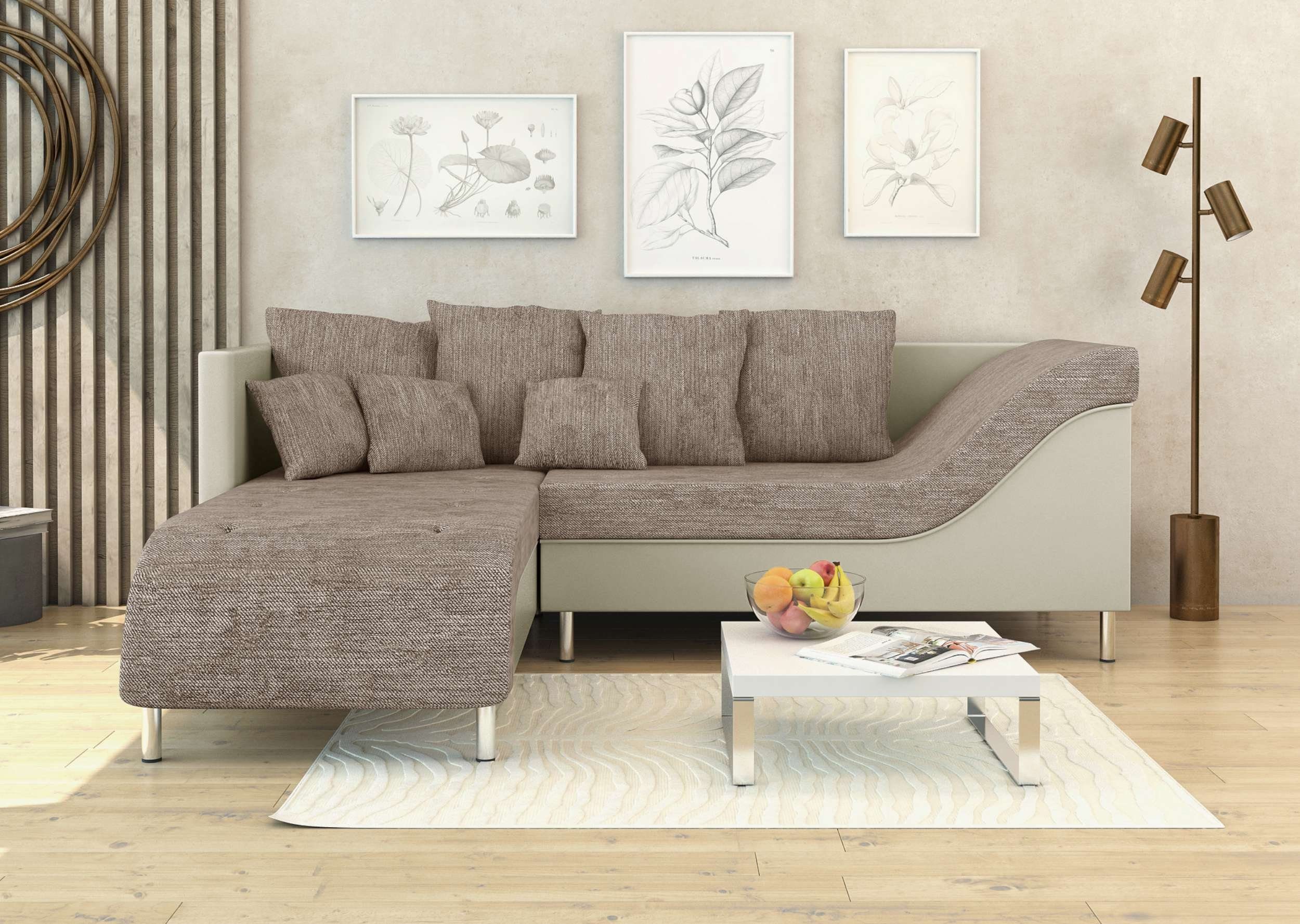 Ecksofa Europa rechts Design, Kissen, bestellbar, oder links Stylefy inklusive made L-Form, in Modern Eckcouch, Cindy, mane