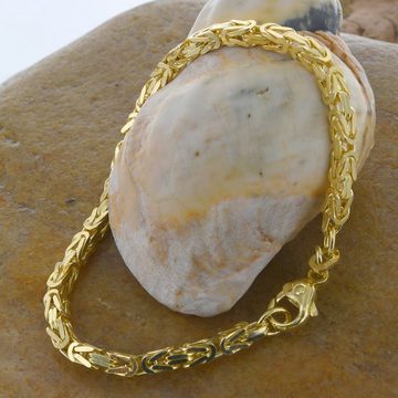 HOPLO Goldarmband Goldkette Königskette Länge 19cm - Breite 3,5mm - 585-14 Karat Gold