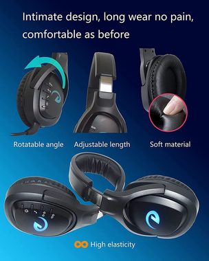 KIWAHK Gaming-Headset (Akku, Kombatibel mit PS$, PS5, Xbox One Xbox Series, PC, Mac, abnehmbares Noise Cancelling Mikrofon, 50mm Treiber & 7.1 Bass Surround)