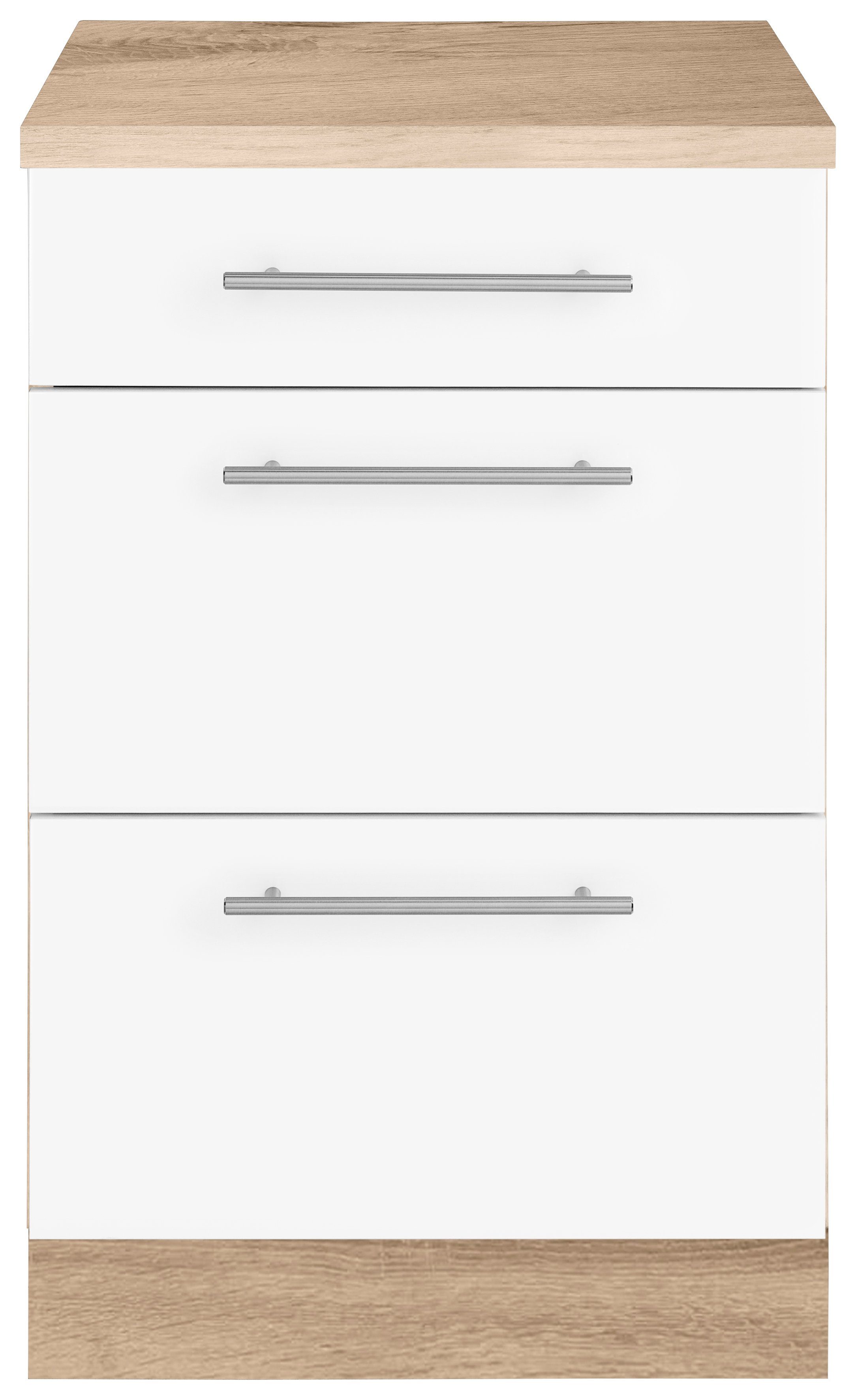 Cali eichefarben Eichefarben mit Korpus 2 breit, cm Arbeitsplatte: Unterschrank 50 Front: und | Weiß matt, Sonoma Auszügen wiho großen Küchen