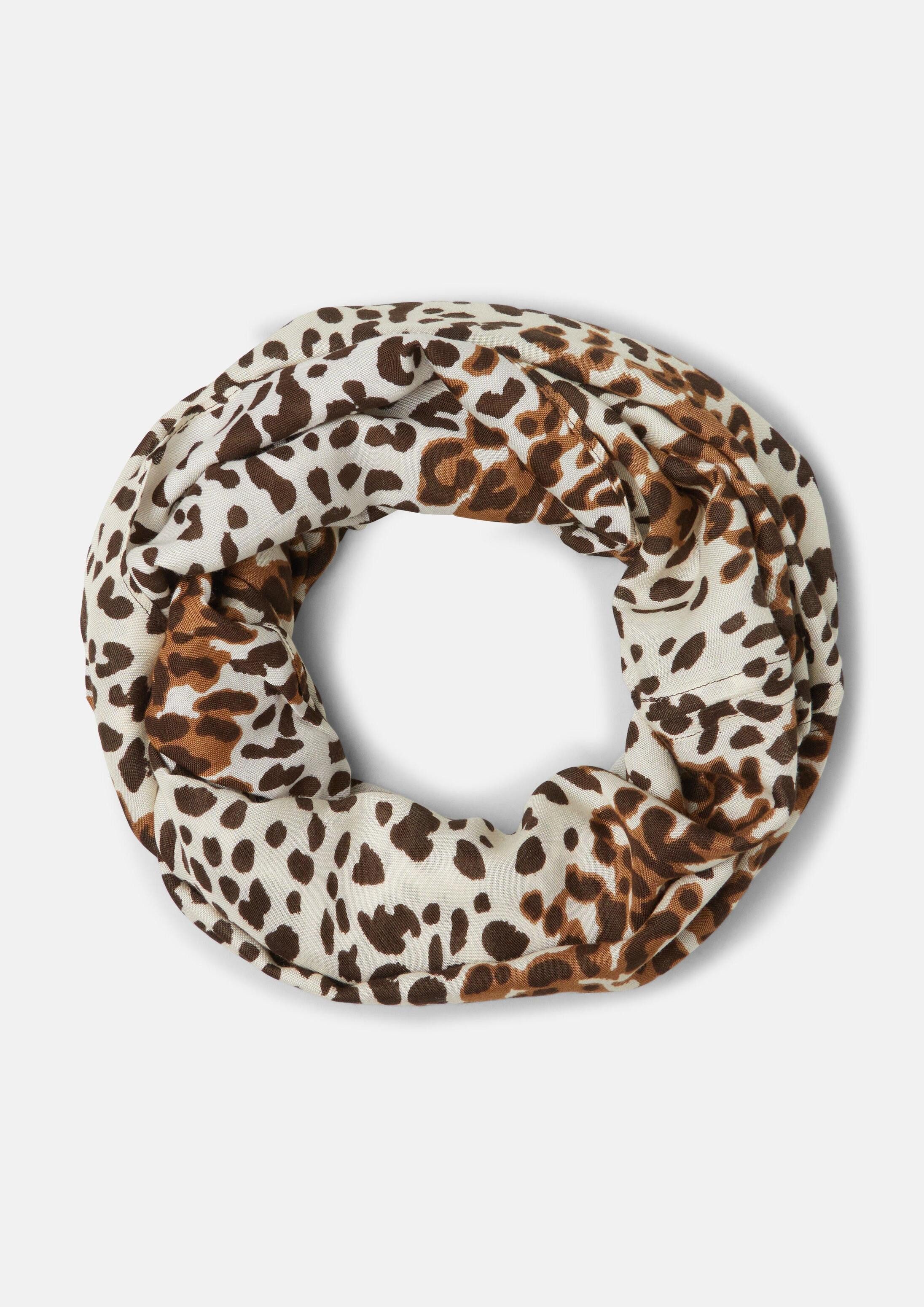 s.Oliver Loop Snood, Loopschal mit Animal-Muster und Artwork