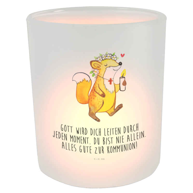 Mr. & Mrs. Panda Windlicht Fuchs Kommunion Mädchen - Transparent - Geschenk, Teelichter, Kommuni (1 St)