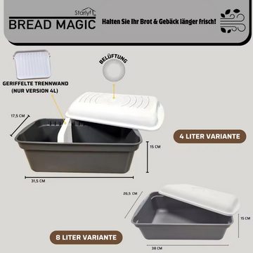 Starlyf Brotkasten Bread Magic, Kunststoff, (Spar-Set, 1-tlg., 1er oder 2er Pack), Brotkorb zum Frischhalten von Brot, 4L & 8L