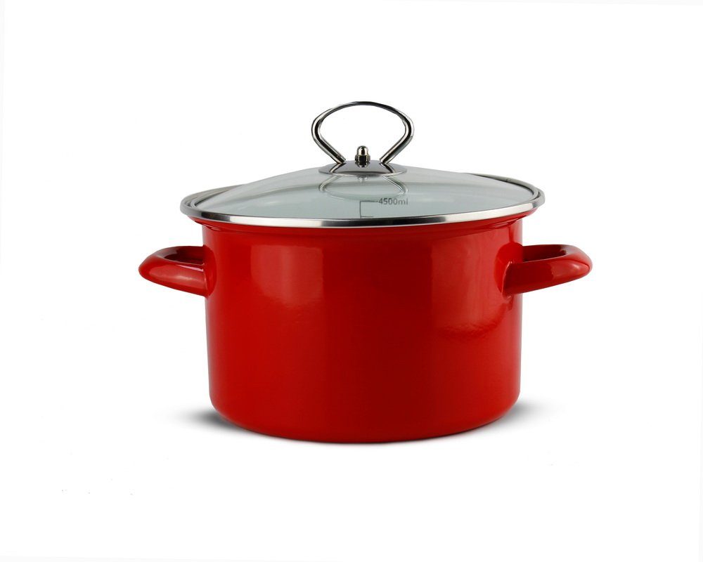 Schäfer Elektronik Kochtopf Bratentopf Metallic-Red, (1-tlg), induktionsgeeignet