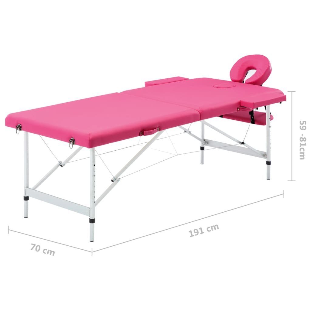 vidaXL Massageliege Massagetisch Klappbar Rosa Aluminium 2 Zonen