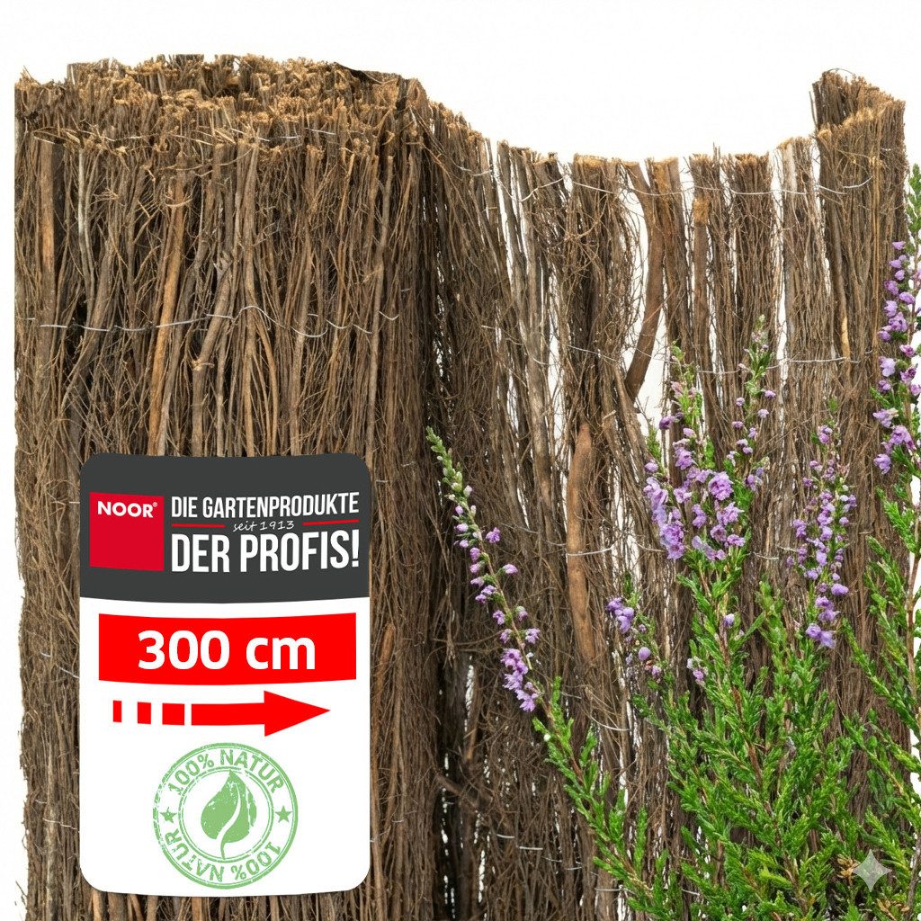NOOR Sichtschutzzaunmatten Heidematte HAWAII - extra dicht aus Heidekraut