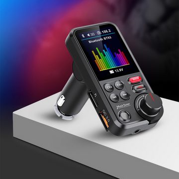 yozhiqu Kabelloser 5.0-FM-Transmitter, Bluetooth-Empfänger, MP3-Musikplayer Autoradio (Auto-Audio-QC3.0-Schnellladegerät, Freisprech-Auto-Kit-Zubehör)