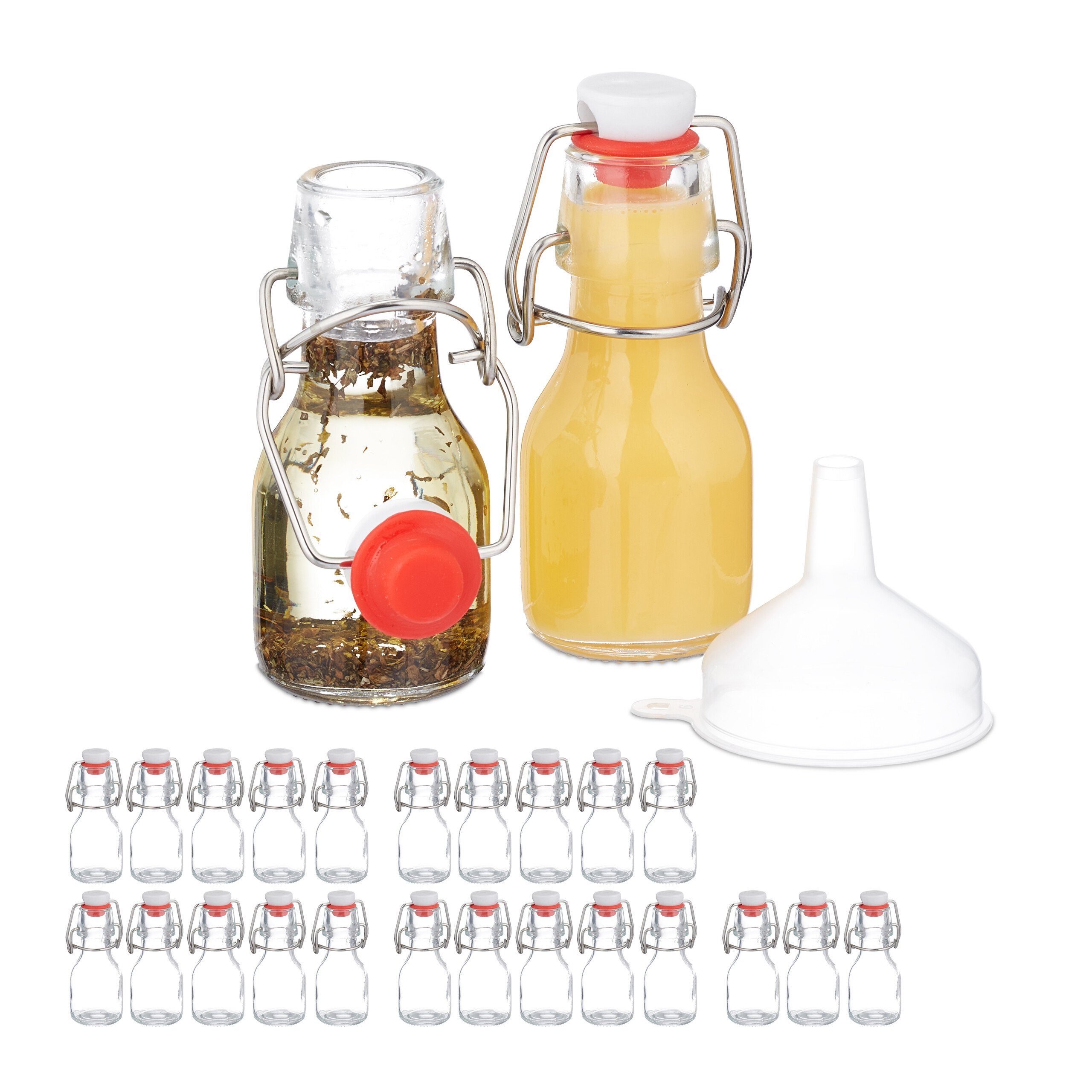 relaxdays Vorratsglas Kleine Flaschen mit Bügelverschluss Set, Glas, (25er Set, 25-tlg), 25er Pack