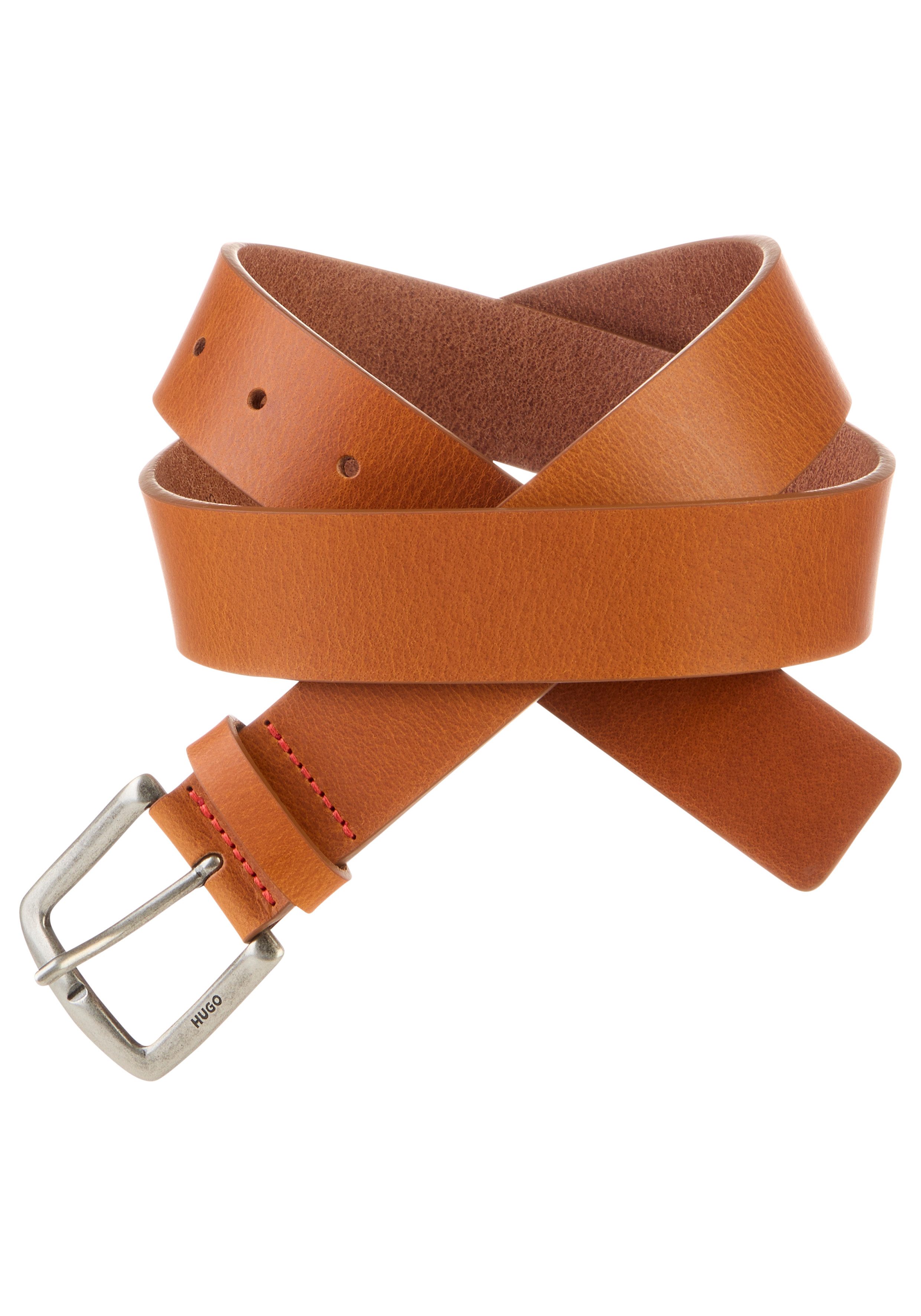 HUGO Ledergürtel Gordy Sz35 mit Logoprägung an der Schließe