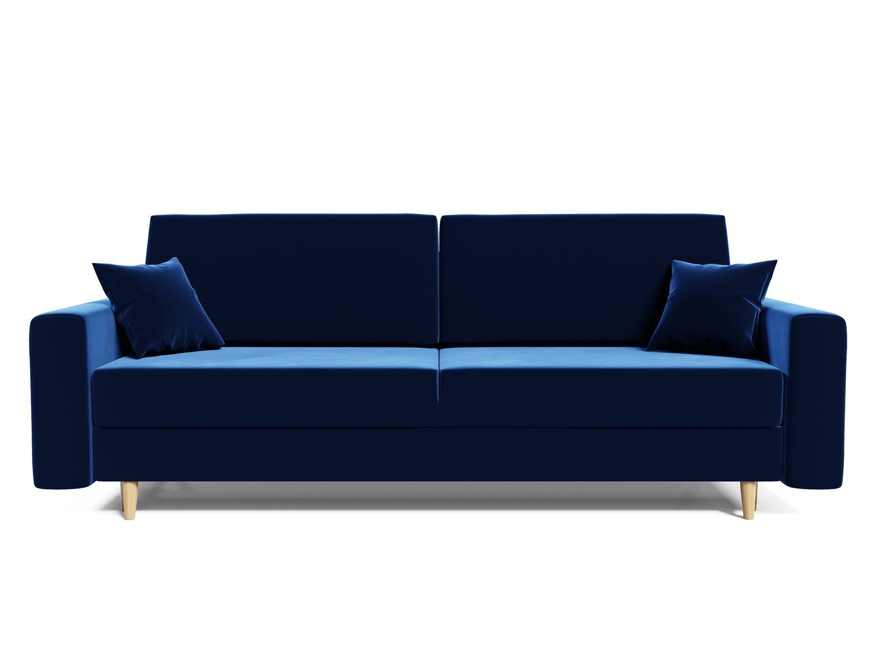 Sofa mit Designersofa BELLA 60er Blau Schlaffunktion, Rundumbezug, 3-Sitzer Schlafsofa Möbel Style Fun