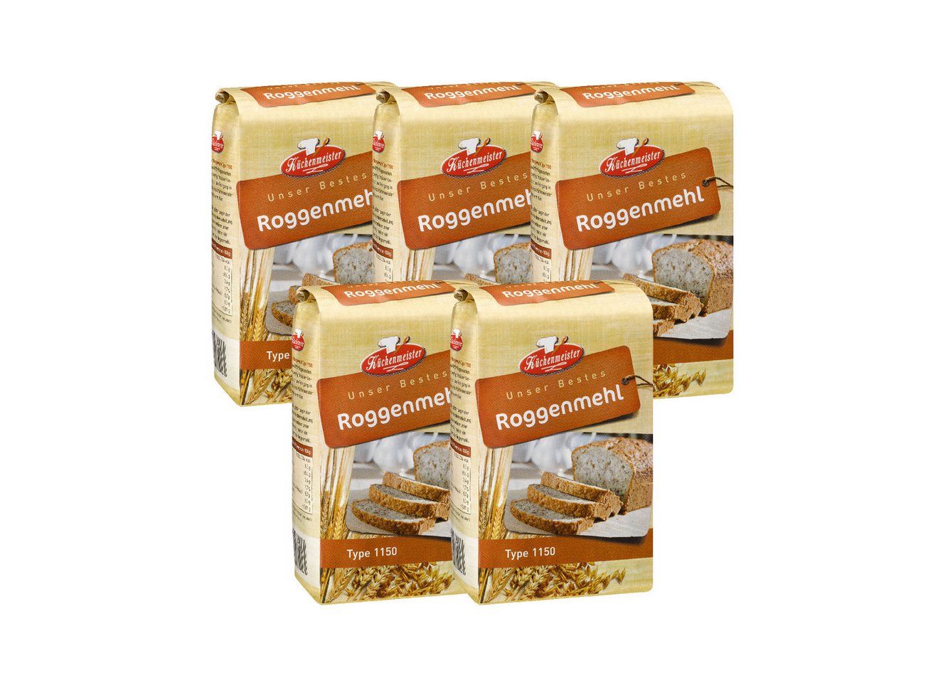 Bielmeier Mehl Roggenmehl Type 1150 Stück 5 á 1kg Küchenmeister, 1 x 5000 g, Das Getreide stammt von Landwirten aus der Region (SET221005-5)
