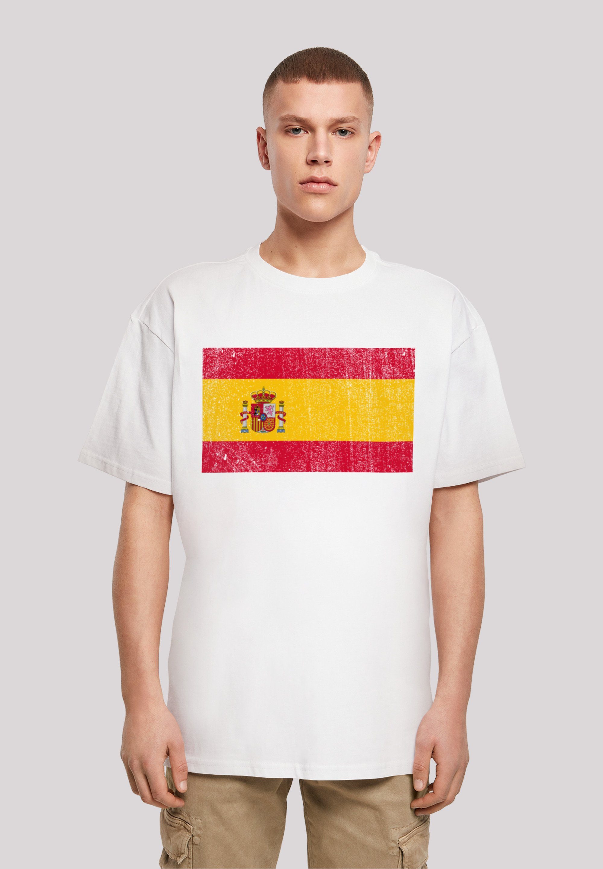 F4NT4STIC T-Shirt Spain Spanien Flagge distressed Print weiß | T-Shirts