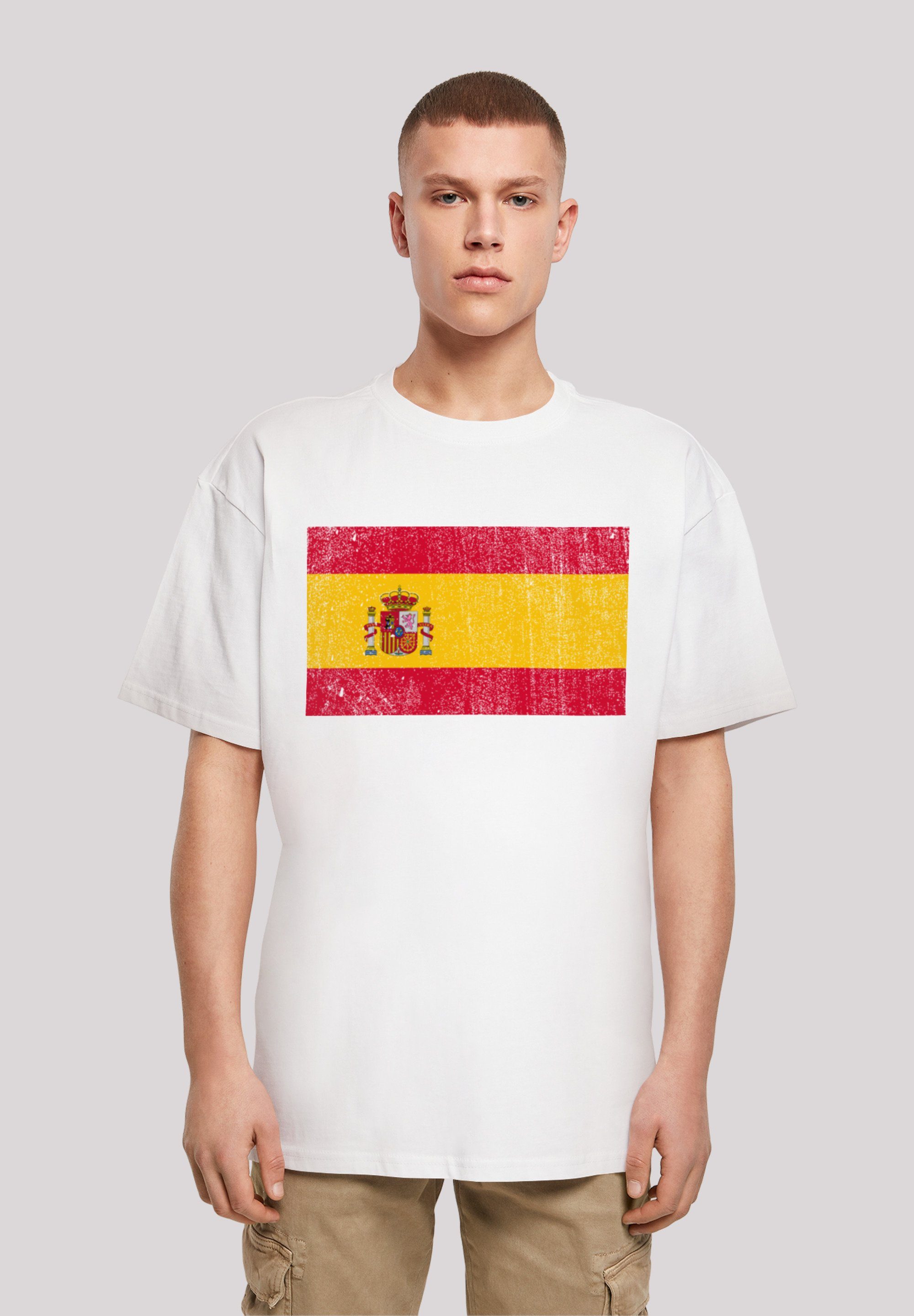 F4NT4STIC T-Shirt Spain Spanien Flagge distressed Print, Weite Passform und  überschnittene Schultern