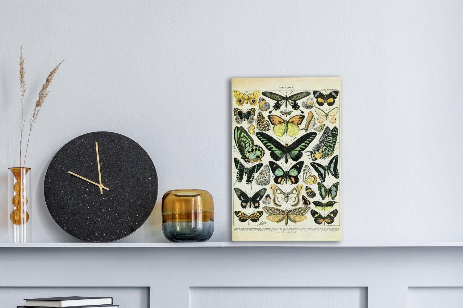 Gemälde, OneMillionCanvasses® St), - Leinwandbild Grün, Tiere Zackenaufhänger, bespannt 20x30 (1 inkl. fertig cm - Schmetterlinge Leinwandbild