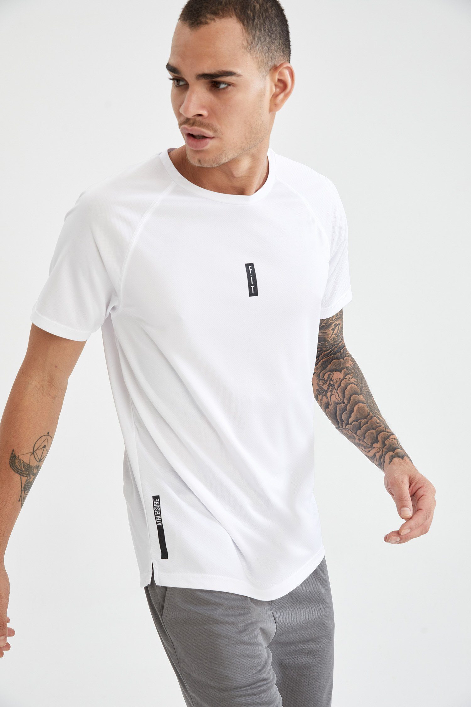 DeFacto T-Shirt Herren Sport T-Shirt SLIM FIT Weiß