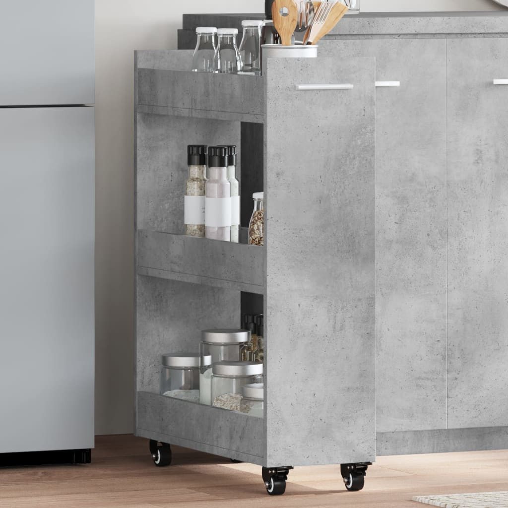 vidaXL Küchenwagen NA Küchenwagen Rollwagen Betongrau 60x22x79 cm Spanplatte