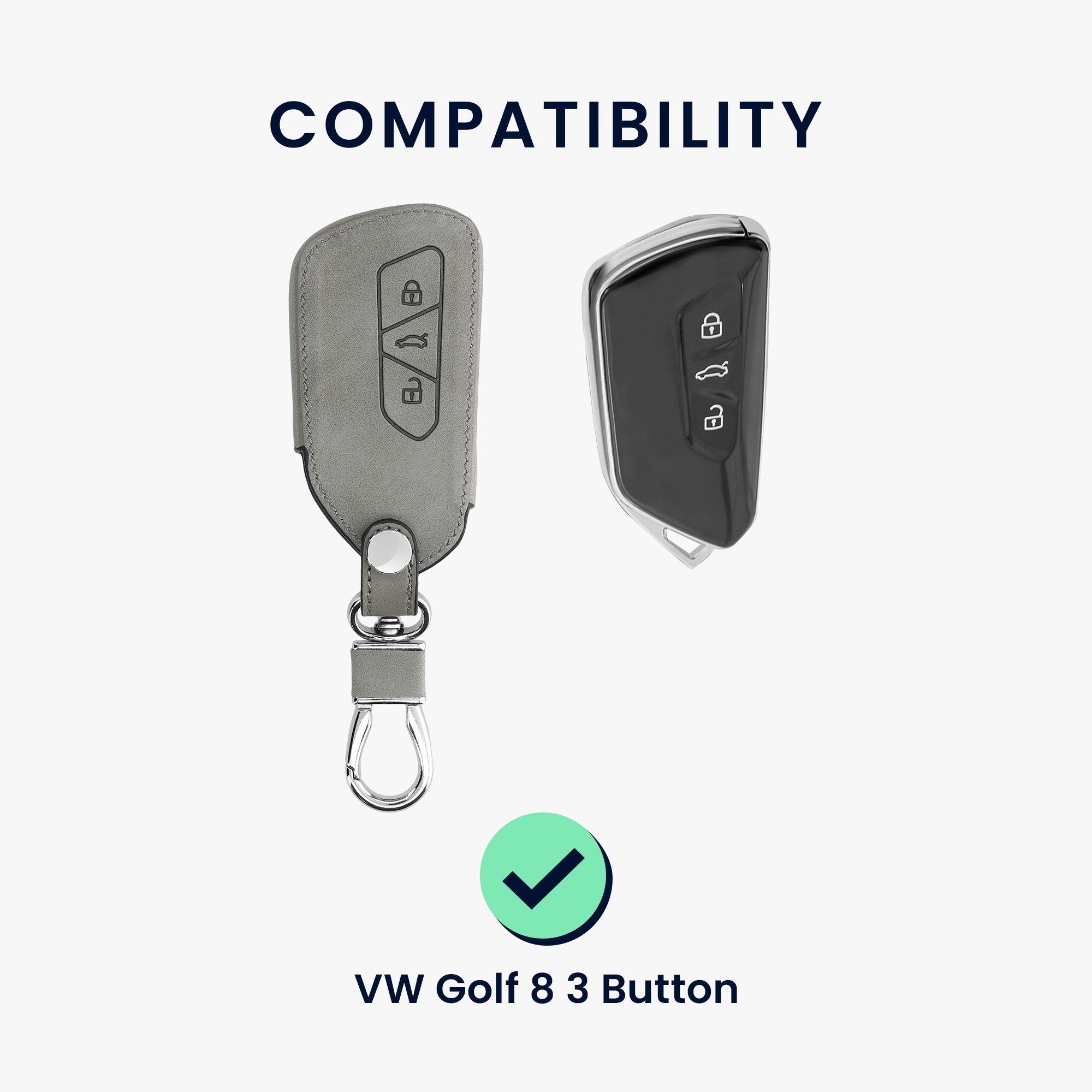 kwmobile Schlüsseltasche Autoschlüssel Hülle 8, VW für - Kunstleder Schutzhülle Schlüsselhülle Cover Golf Nubuklederoptik