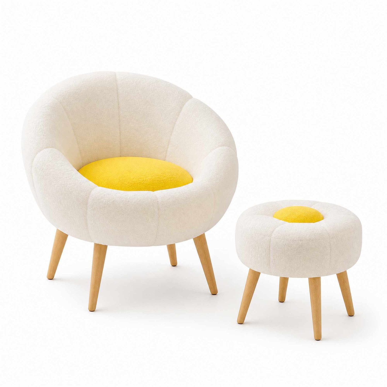 Skye Decor Pouf Bliss-Lida (Set, 2-St., 1 Stühl 1 Pouf), Mit Wellsoft-Bezug