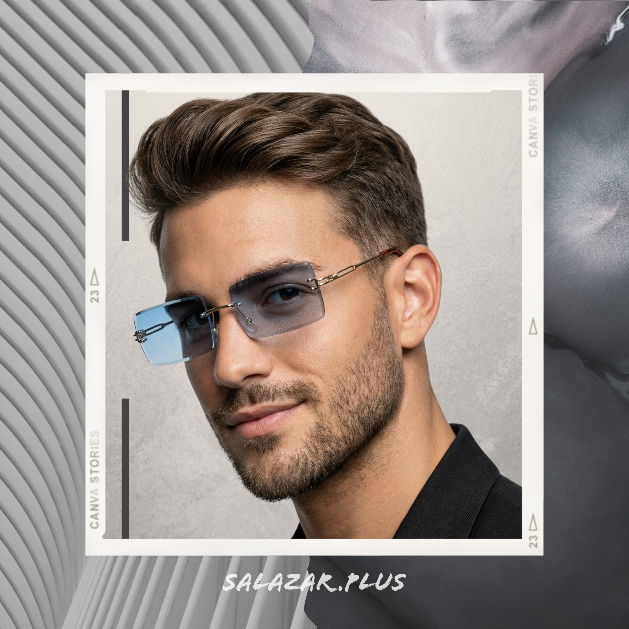 salazar.plus Sonnenbrille Randlos Rechteckig Unisex Rahmenlos Damen Herren leichte Brille