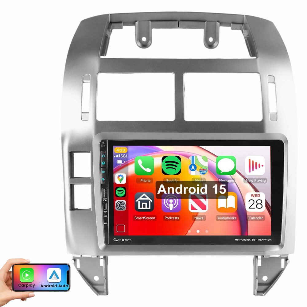 ESSGOO 9" VW Polo Mk4 IV 2001–2009 Android 15 USB Autoradio (Digitalradio (DAB), RDS, FM, AM, Carplay Android Auto Bluetooth EQ USB Navi WIFI)