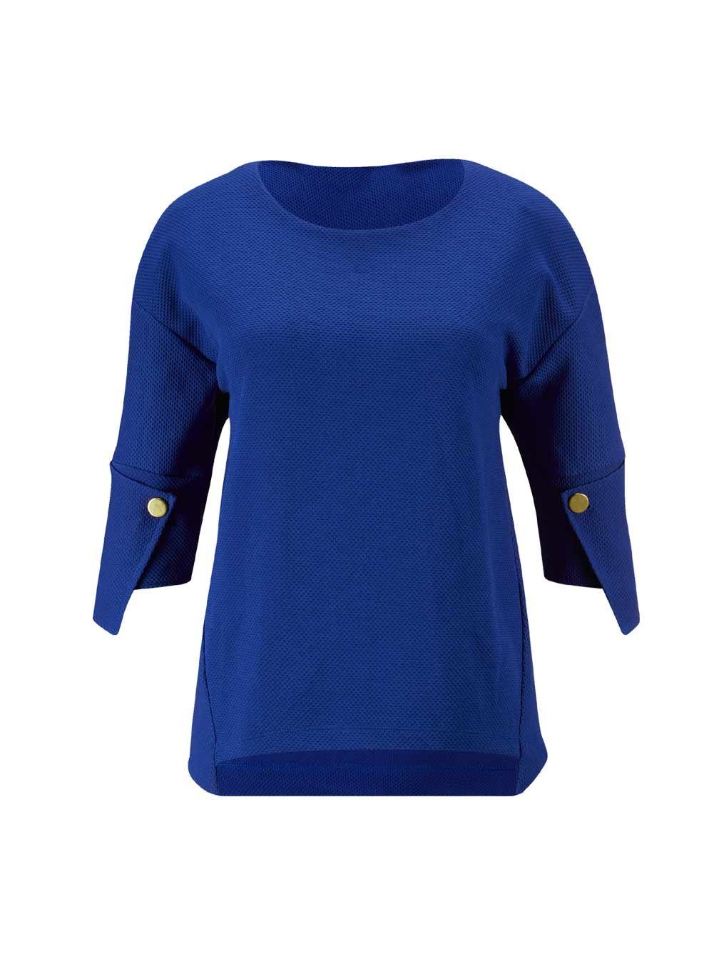 L Damen Shirt, CRéATION Rundhalsshirt L royalblau creation