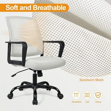 BASETBL Bürostuhl (Verstellbarer Lendenwirbelstütze, verstärktem atmungsaktivem Netzgewebe und Armlehne), Ergonomischer Bürostuhl Schreibtisch Drehstuhl Atmungsaktiv bis 150kg