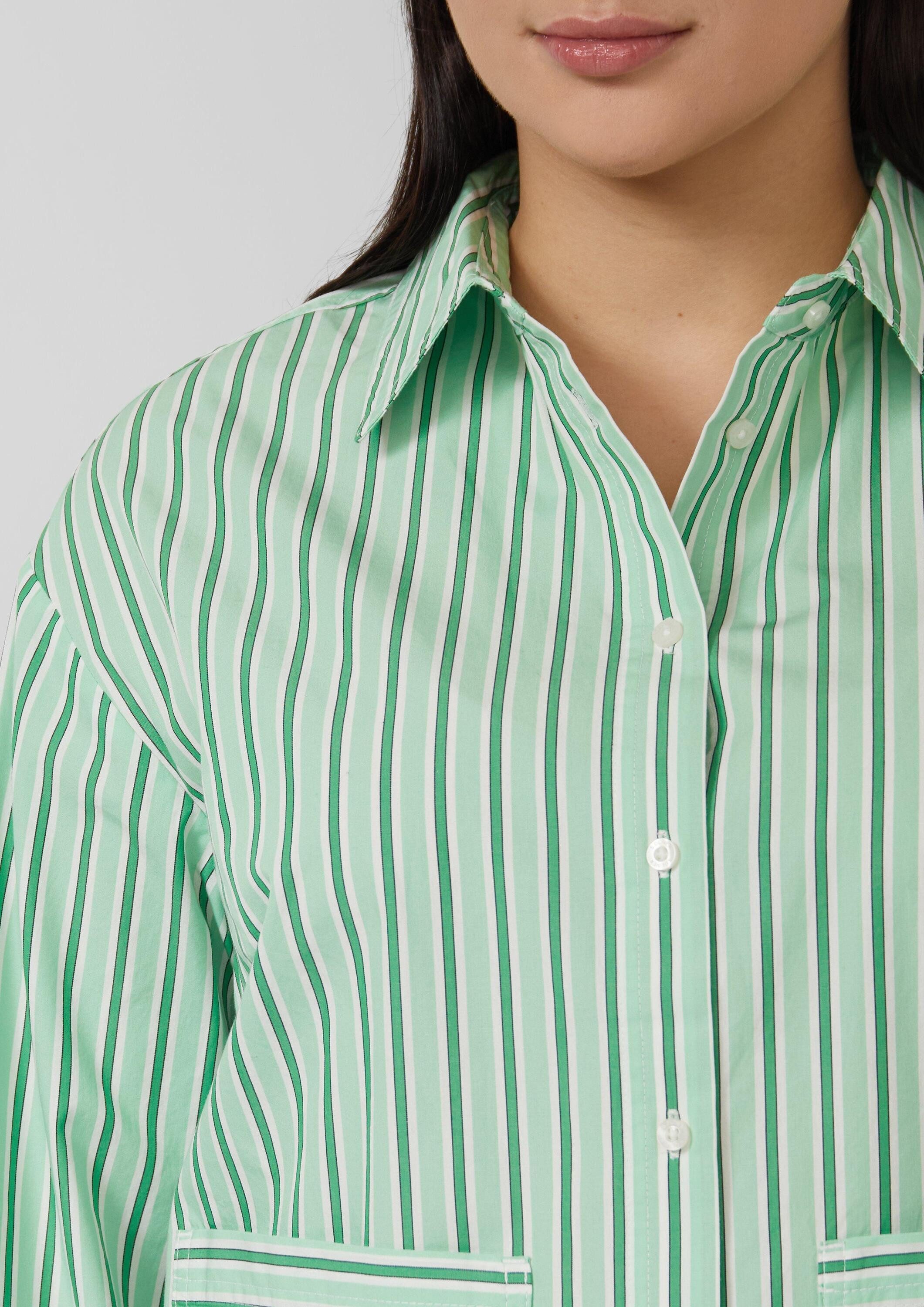 s.Oliver Langarmbluse Bluse Verkürzte Popeline-Bluse im Relaxed Fit