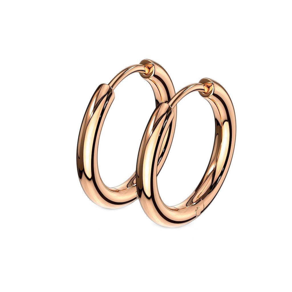 viva-adorno Paar Creolen Damen Klappcreolen Hoop Ohrringe Edelstahl verschiedene Größen, dünn schmal